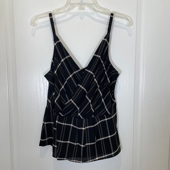 Cabi Check Crossover Cami Tank Black White Plaid 8 - Picture 3 of 7